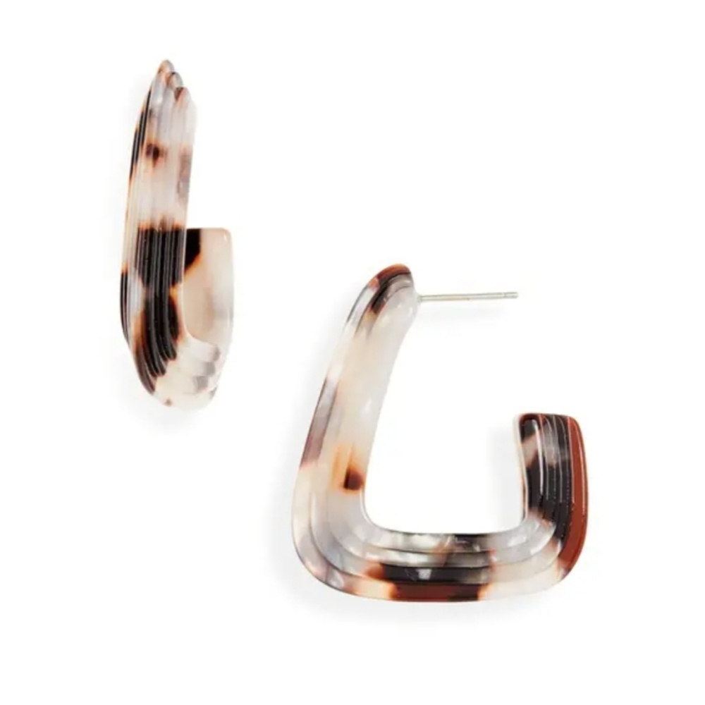 Madewell Tortoise Shell Ridged Earrings NEW